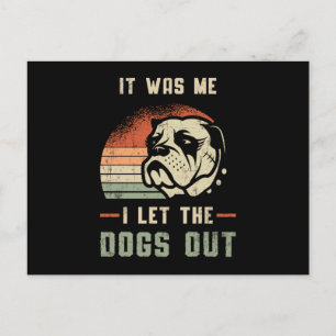 English Bulldog, den ich Ließ, die Hunde raus Vint Postkarte
