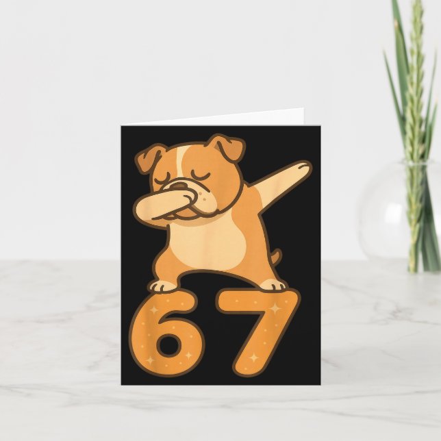 English Bulldog Dog 67 Meme Six Seven Funny Dabbin Karte (Vorderseite)