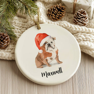 English Bulldog Dog Christmas Keramik Ornament