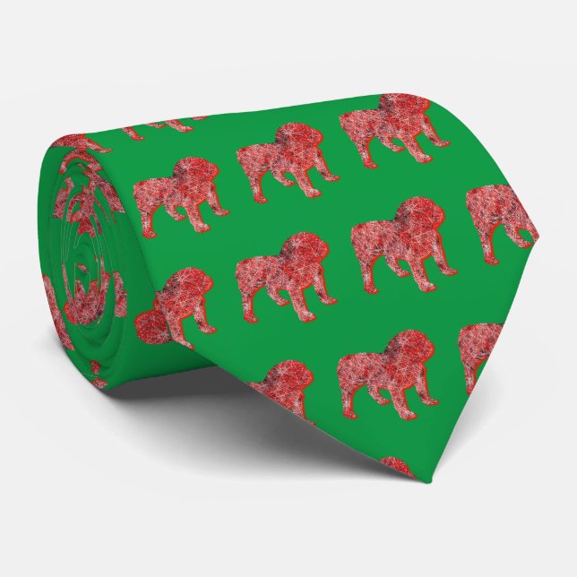 English Bulldog Dog Christmas Silhouette Gren Neck Krawatte (Gerollt)
