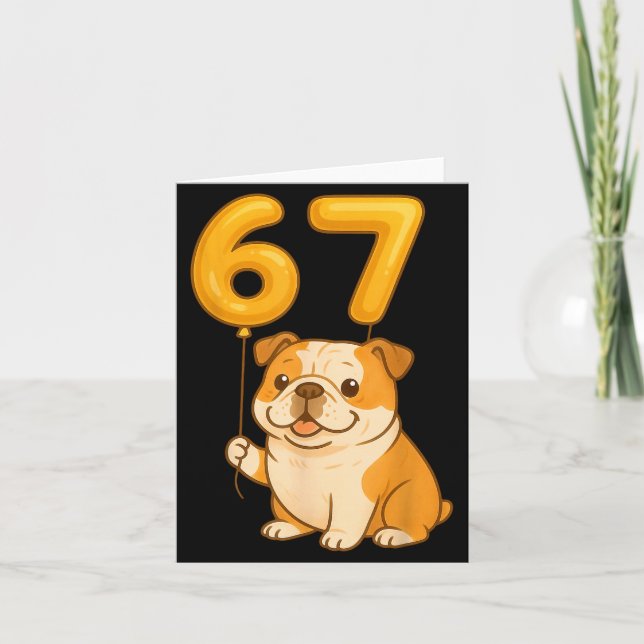 English Bulldog Dog Funny 67 Meme Six Seven Balloo Karte (Vorderseite)