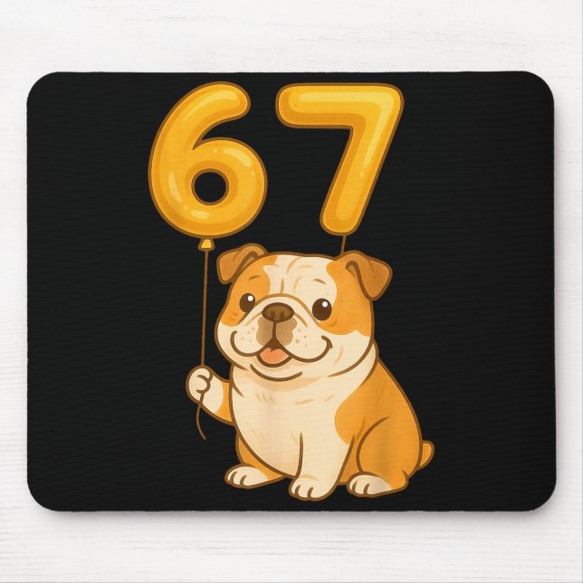 English Bulldog Dog Funny 67 Meme Six Seven Balloo Mousepad (Vorne)