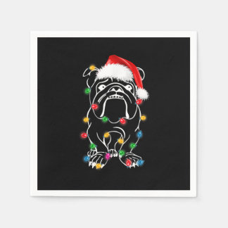 English Bulldog Dog Lights Christmas Matching Fami Serviette