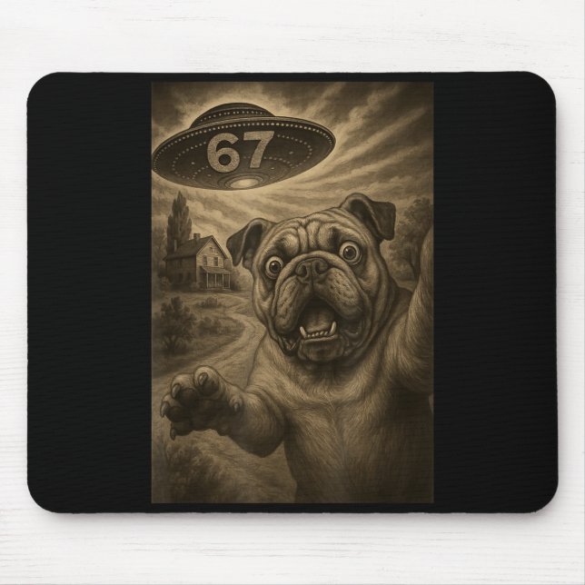 English Bulldog Dog Selfie 67 Meme Six Seven Funny Mousepad (Vorne)