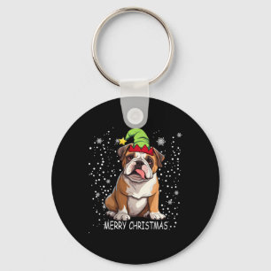 English Bulldog Dog Tree Christmas Sweater Xmas Do Schlüsselanhänger
