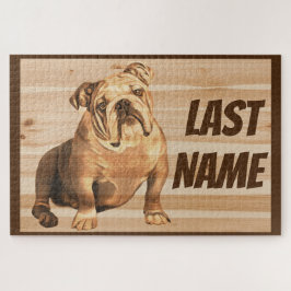 English Bulldog dog wood Rustic