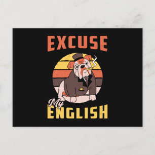 English Bulldog Entschuldigung mein Englisch Vinta Postkarte