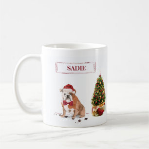 English Bulldog Funny Christmas Dog mit Baum Kaffeetasse
