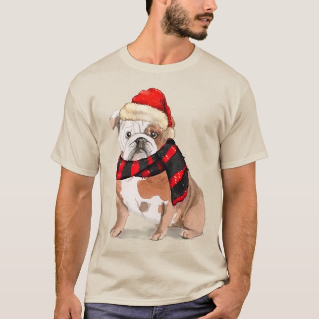English Bulldog Funny Christmas Dog T-Shirt (Vorderseite)