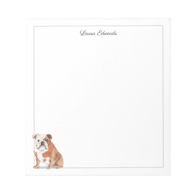 English Bulldog Gray Border Notizblock (Vorderseite)