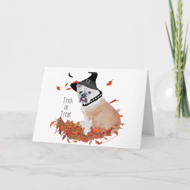 English Bulldog Halloween Karte (Vorderseite)