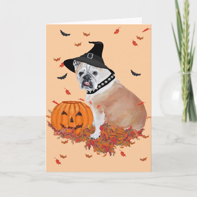 English Bulldog Halloween Karte (Vorderseite)