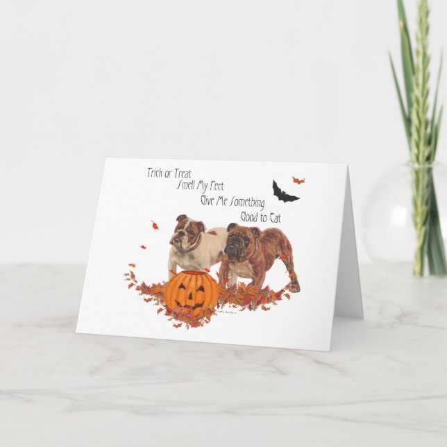 English Bulldog Halloween Karte (Vorderseite)