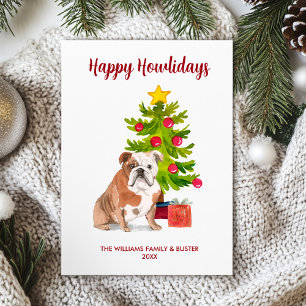 English Bulldog Happy Howlidays Card Feiertagskarte