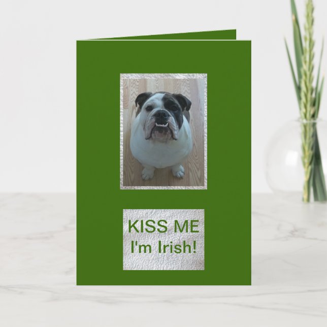 English Bulldog Happy St. Patrick's Day Card! Karte (Vorderseite)