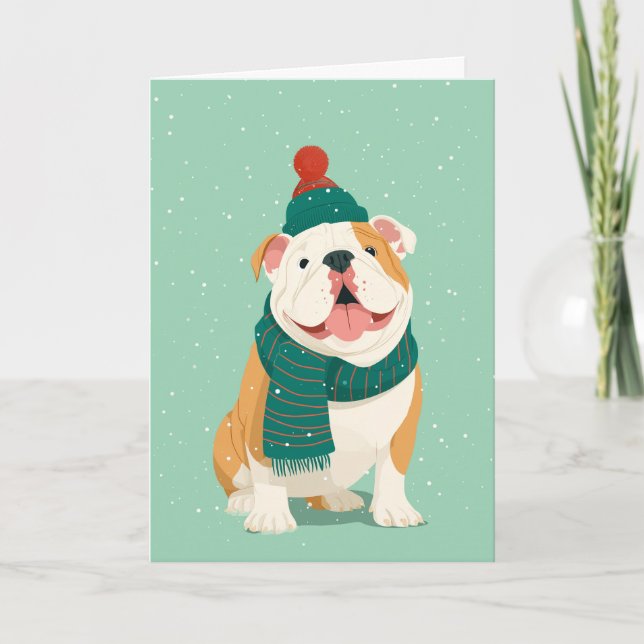 English Bulldog Holiday Greeting Karte (Vorderseite)
