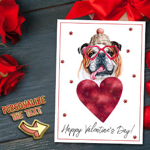 English Bulldog Hund Lover Valentine Geschenk Feiertagskarte