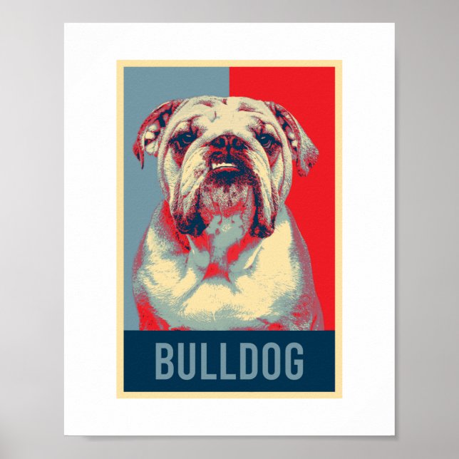 English Bulldog Hund Portrait Pop Art Poster (Vorne)