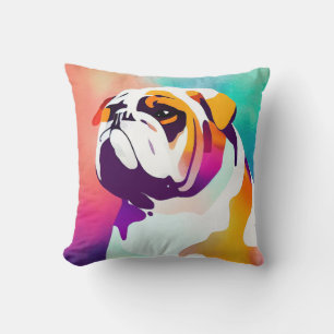 English Bulldog Hund Wild Nature Animal Painting Kissen