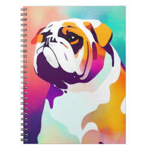 English Bulldog Hund Wild Nature Animal Painting Notizblock