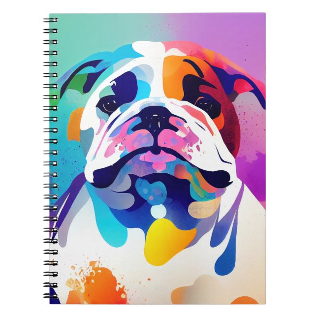 English Bulldog Hund Wild Nature Animal Painting Notizblock (Vorderseite)