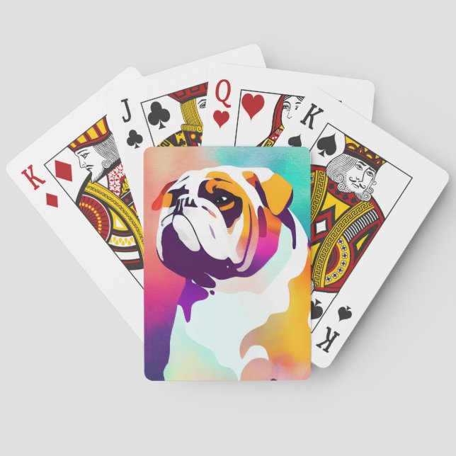 English Bulldog Hund Wild Nature Animal Painting Spielkarten (Rückseite)