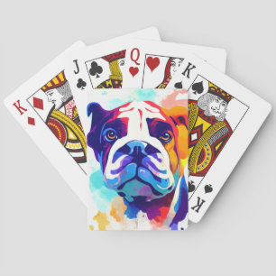 English Bulldog Hund Wild Nature Animal Painting Spielkarten