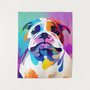 English Bulldog Hund Wild Nature Animal Painting Wandteppich