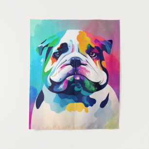 English Bulldog Hund Wild Nature Animal Painting Wandteppich