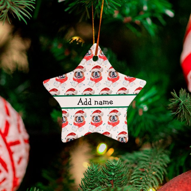 English Bulldog Hunde Zucht Weihnachten Keramik Ornament (Von Creator hochgeladen)