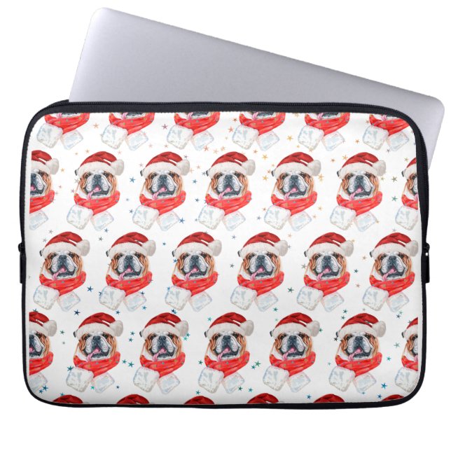 English Bulldog Hunde Zucht Weihnachten Laptopschutzhülle (Vorderseite)