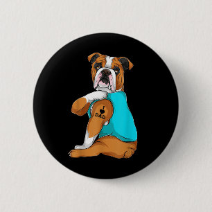 English Bulldog I Liebe Vater Tattoo Apparel, Dog Button