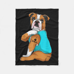 English Bulldog I Liebe Vater Tattoo Apparel, Dog Fleecedecke