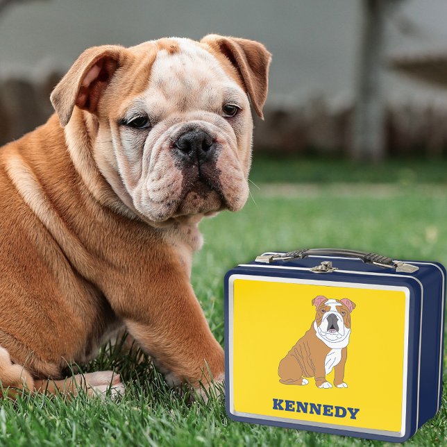 English Bulldog Illustration Personalisiert Metall Brotdose (Von Creator hochgeladen)