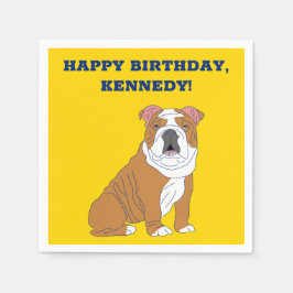 English Bulldog Illustration Personalisiertes Part Serviette