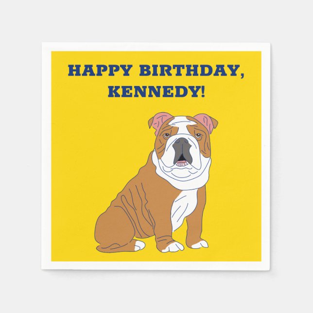 English Bulldog Illustration Personalisiertes Part Serviette (Vorderseite)