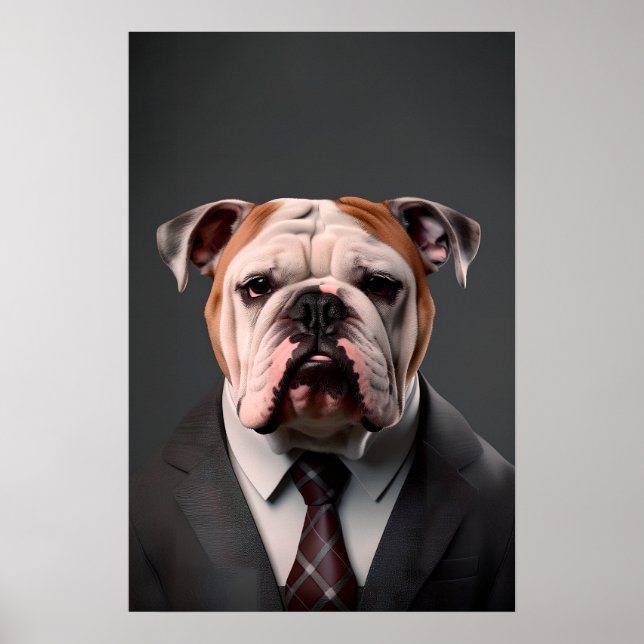 English Bulldog in a Suit | My Bulldog Boss Poster (Vorne)