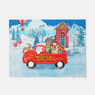 English Bulldog in Christmas Delivery Truck Schnee Fußmatte