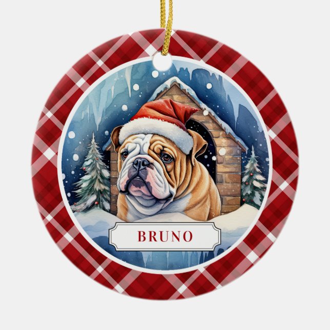 English Bulldog Keramik Circle Ornament (Vorne)