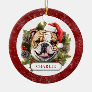 English Bulldog Keramik Circle Ornament