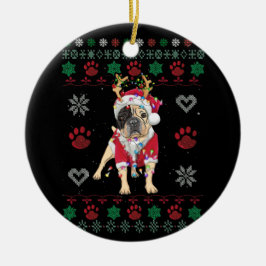 English Bulldog Lights Weihnachten Keramik Ornament