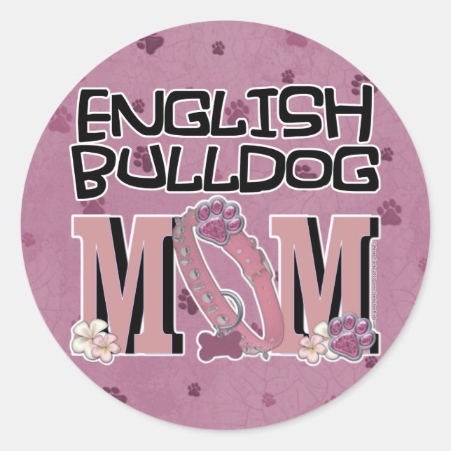 English Bulldog MAMA Runder Aufkleber (Vorderseite)