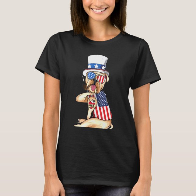 English Bulldog Merica 4. Juli American Sungla T-Shirt (Vorderseite)