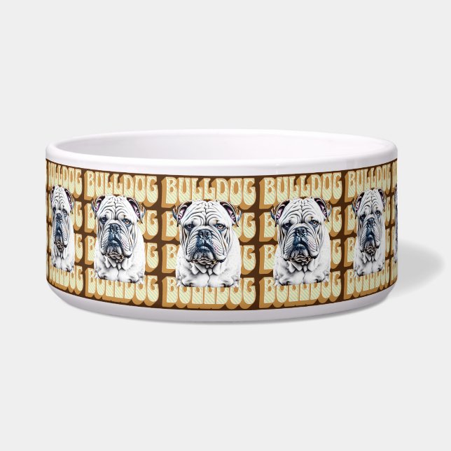 English Bulldog mit Retro-Schriftart Napf (Vorderseite)