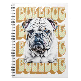 English Bulldog mit Retro-Schriftart Notizblock