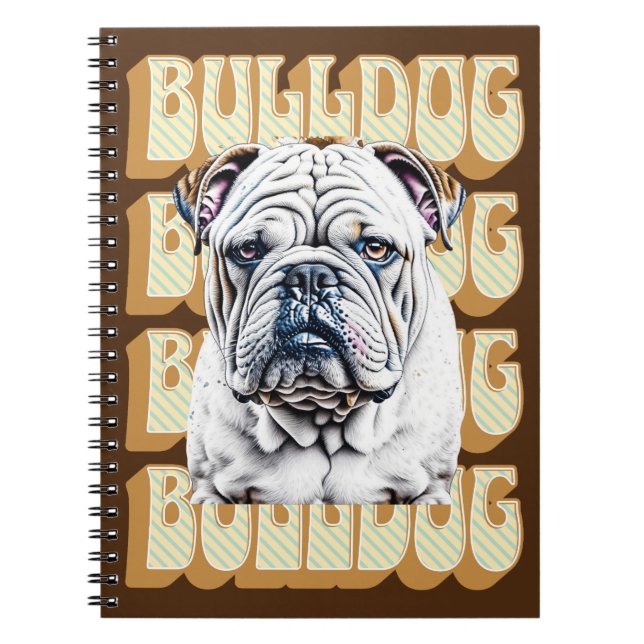English Bulldog mit Retro-Schriftart Notizblock (Vorderseite)