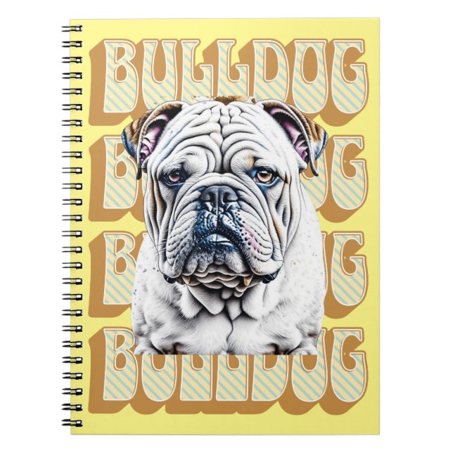 English Bulldog mit Retro-Schriftart Notizblock (Vorderseite)