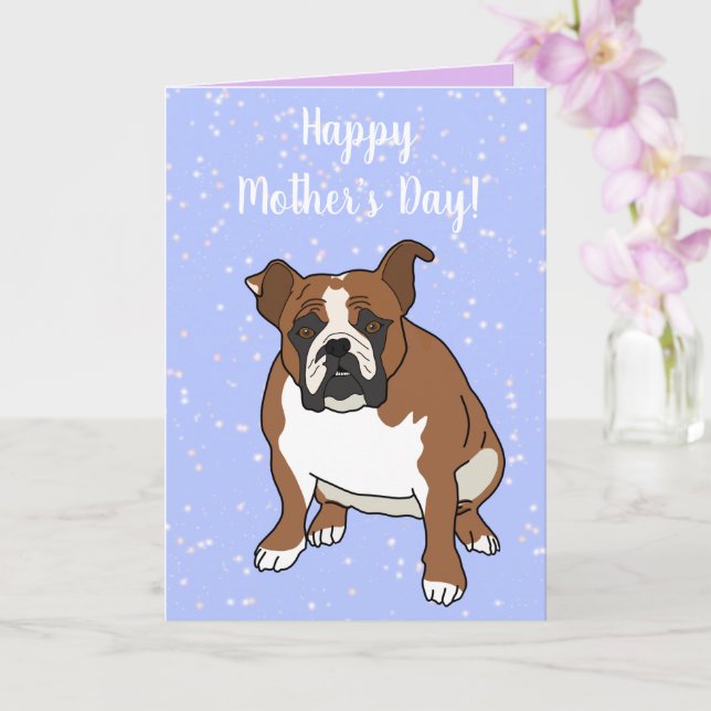 English Bulldog Mother Day Karte (Orchidee)
