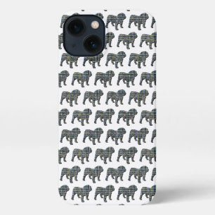 English Bulldog Niedlich Dog Silhouette Grid White iPhone Hülle