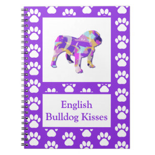 English Bulldog Niedlich Pet Silhouette Lila PY&B Notizblock
